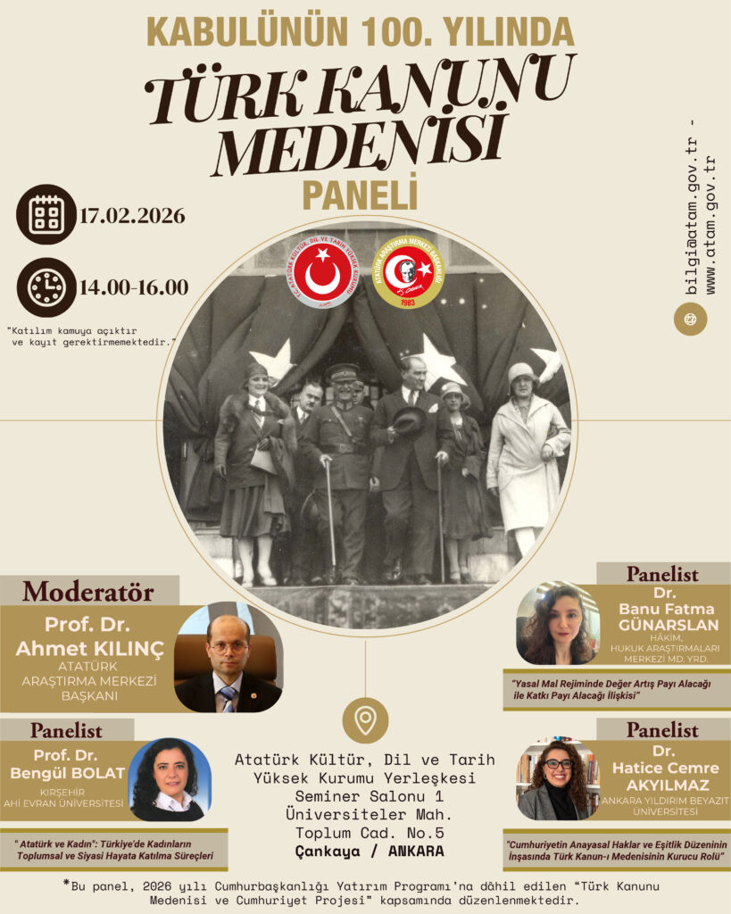 Kabulünün 100. Yılında Türk Kanunu Medenisi Paneli Gerçekleştirilecek