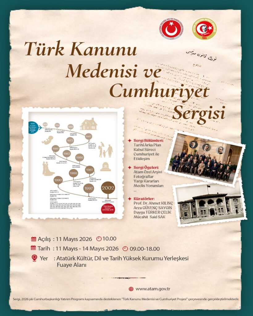 “Türk Kanunu Medenisi ve Cumhuriyet Sergisi” Atatürk Kültür, Dil ve Tarih Yüksek Kurumu Yerleşkesi Fuaye Alanı’nda Sergilenecek