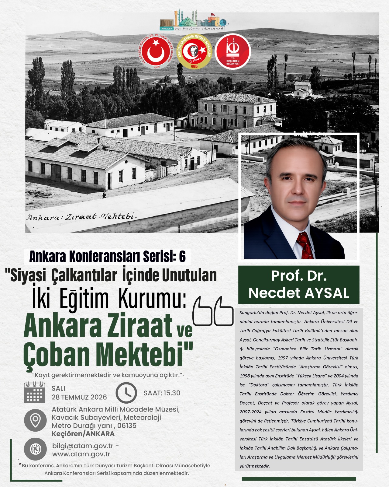 Ziraat ve Çoban Mektebi Ankara Konferansları Serisinde Ele Alınıyor