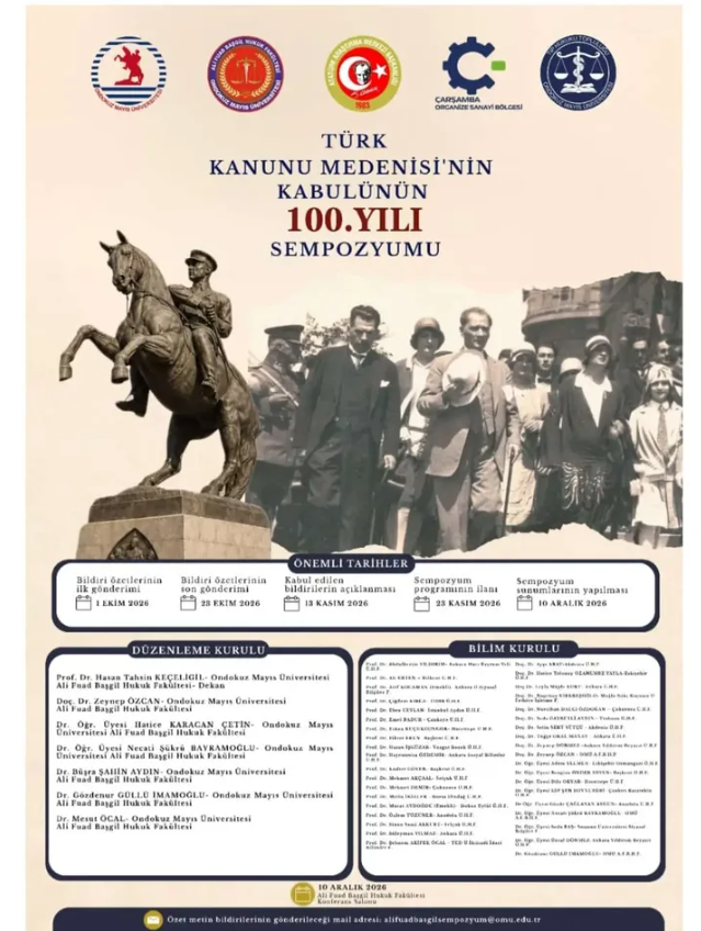 Türk Kanunu Medenisi’nin Kabulünün 100. Yılı Sempozyumu Düzenlenecek